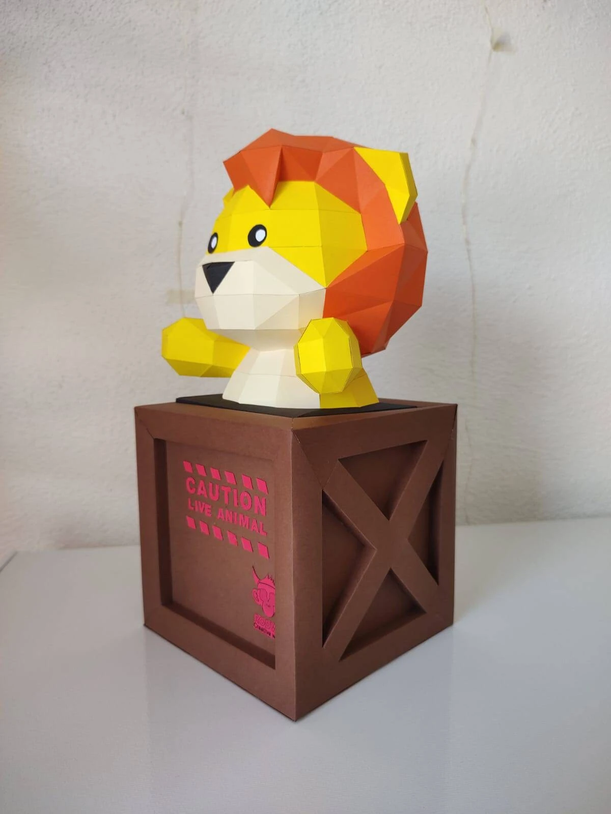 LION BOX, animal, Papercraft, Template, DIY, Paper, Low Poly, Cute, Kawaii, 3D Model, Pdf Low Poply, Kids Toy