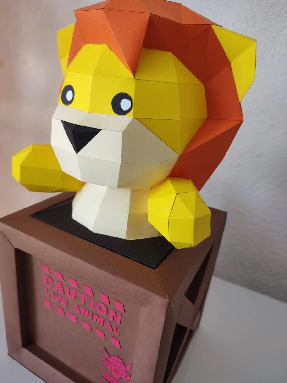 LION BOX, animal, Papercraft, Template, DIY, Paper, Low Poly, Cute, Kawaii, 3D Model, Pdf Low Poply, Kids Toy