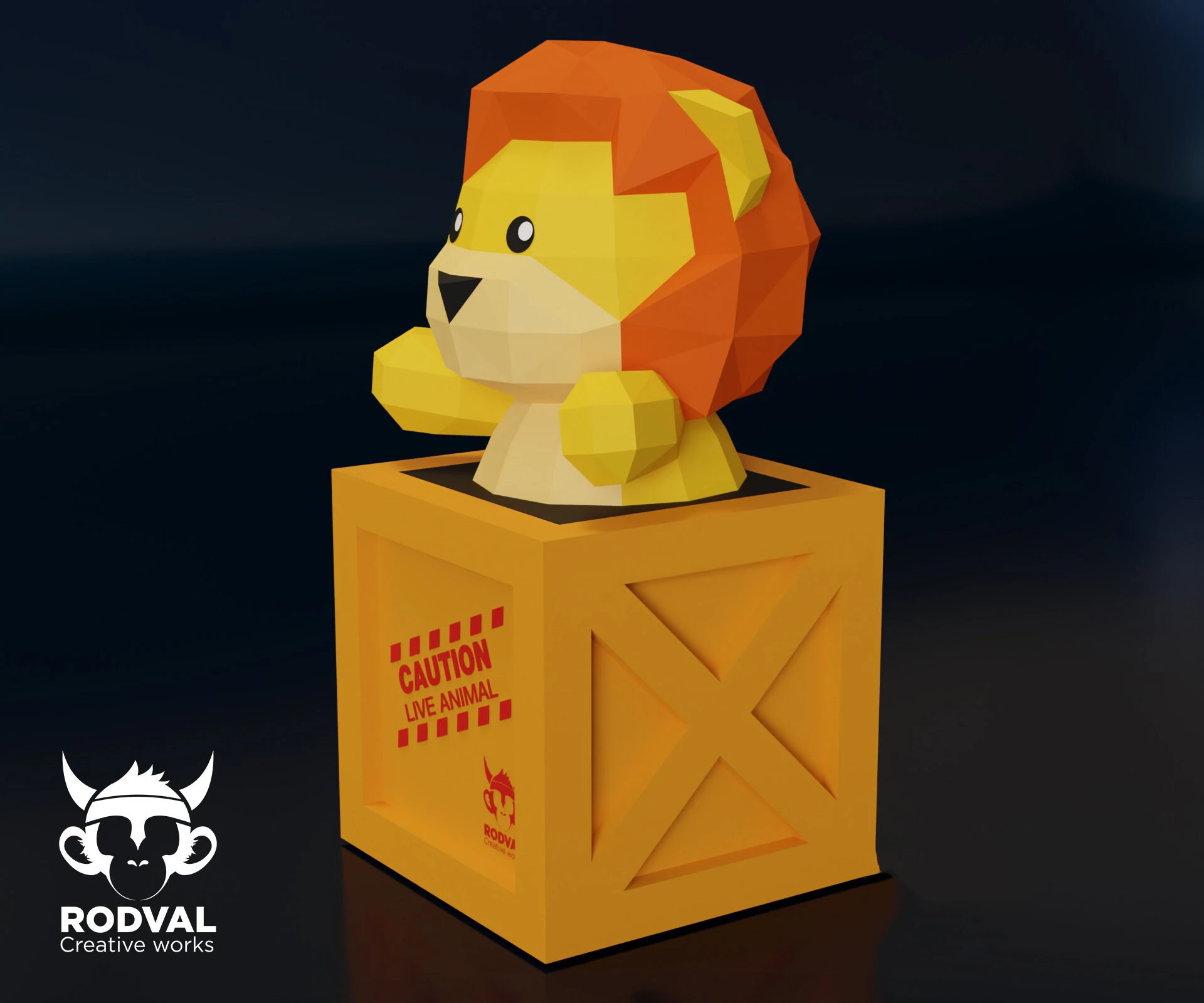 LION BOX, animal, Papercraft, Template, DIY, Paper, Low Poly, Cute, Kawaii, 3D Model, Pdf Low Poply, Kids Toy