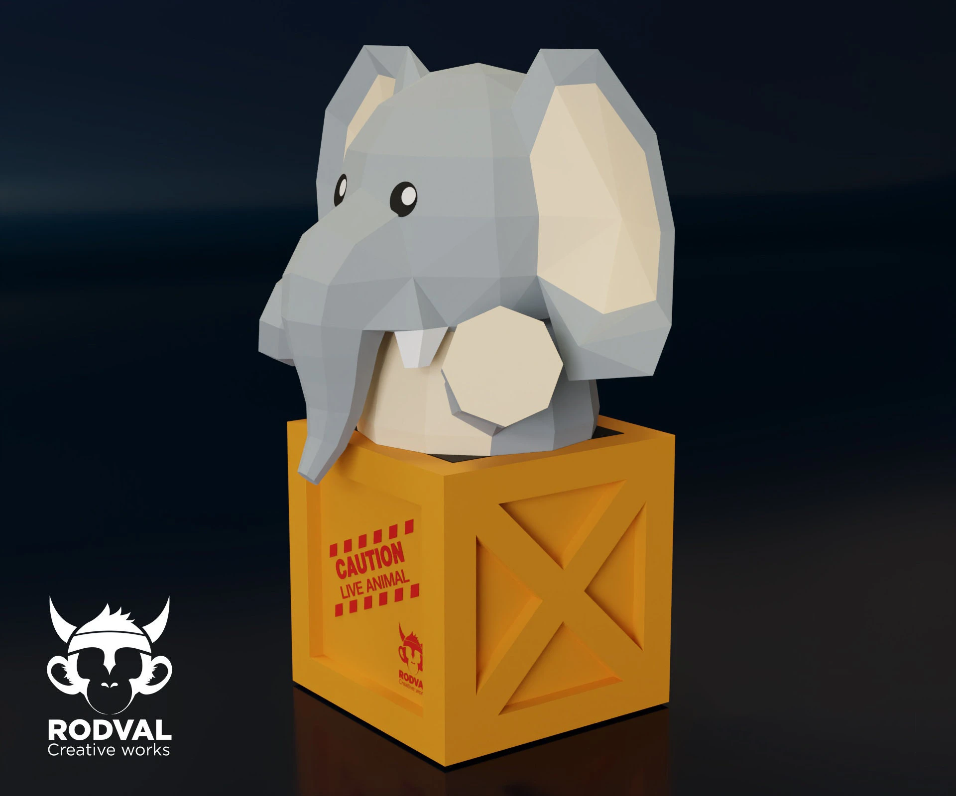 ELEPHANT BOX, animal, Papercraft, Template, DIY, Paper, Low Poly, Cute, Kawaii, 3D Model, Pdf Low Poply, Kids Toy