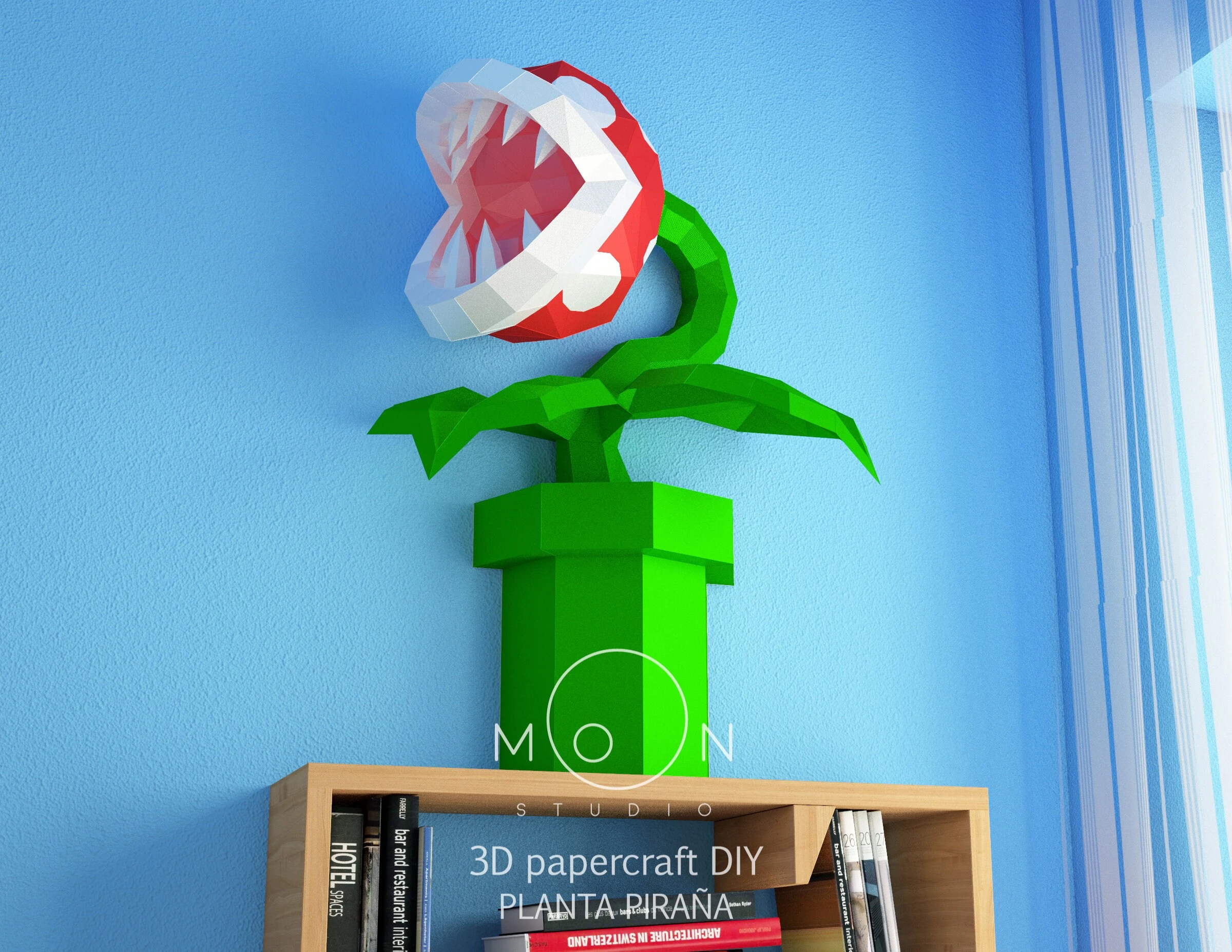 Piranha Plant, Planta Piraña, DIY, Papercraft, PDF, Low Poly, 3D model, Craft, Paper, M4r10, Retro Game, Nes, Snes, GBA, Gb, Room Decor