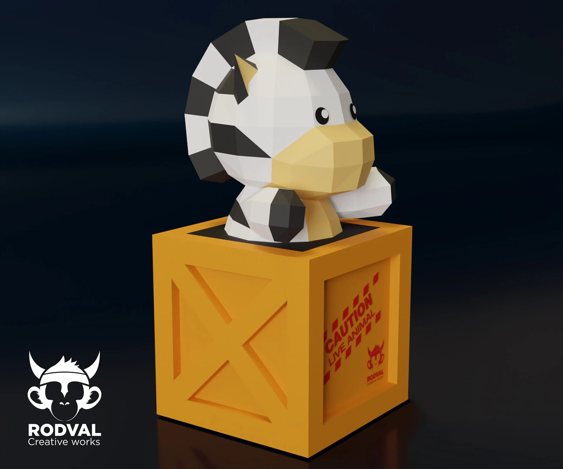 CEBRA BOX, animal, Papercraft, Template, DIY, Paper, Low Poly, Cute, Kawaii, 3D Model, Pdf Low Poply, Kids Toy