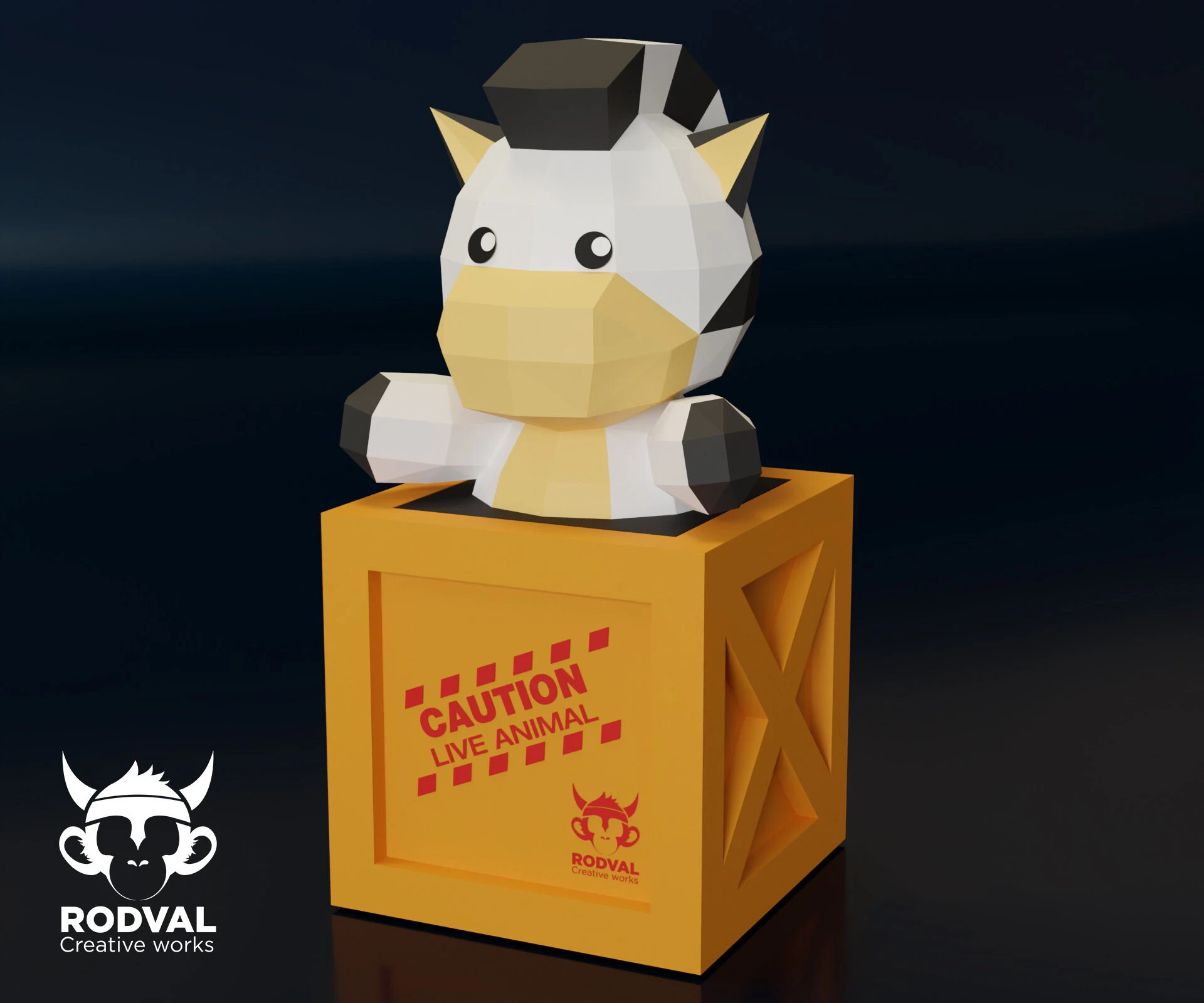 CEBRA BOX, animal, Papercraft, Template, DIY, Paper, Low Poly, Cute, Kawaii, 3D Model, Pdf Low Poply, Kids Toy