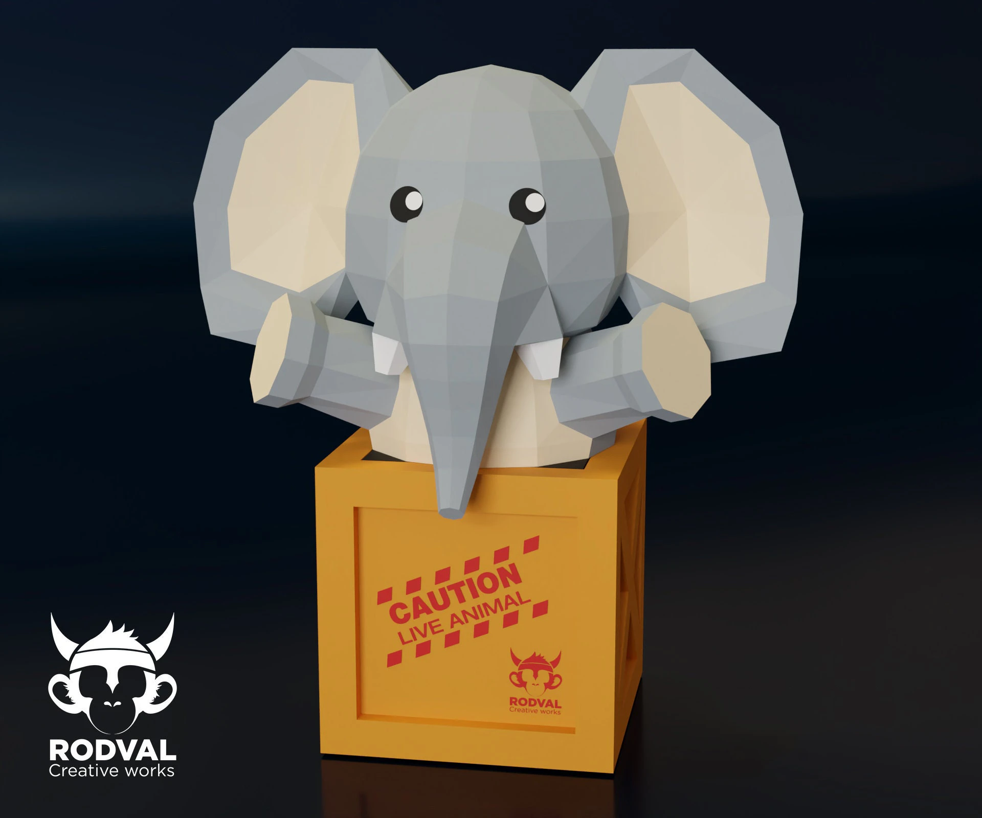 ELEPHANT BOX, animal, Papercraft, Template, DIY, Paper, Low Poly, Cute, Kawaii, 3D Model, Pdf Low Poply, Kids Toy