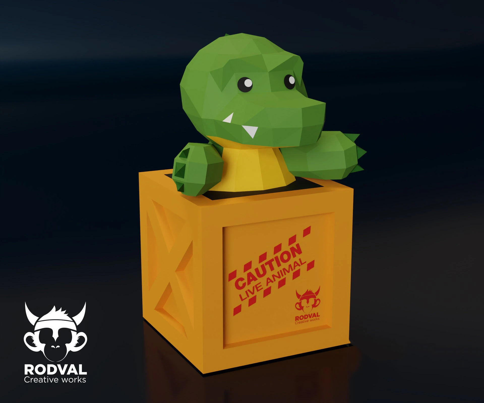 CROCODILE BOX, animal, Papercraft, Template, DIY, Paper, Low Poly, Cute, Kawaii, 3D Model, Pdf Low Poply, Kids Toy