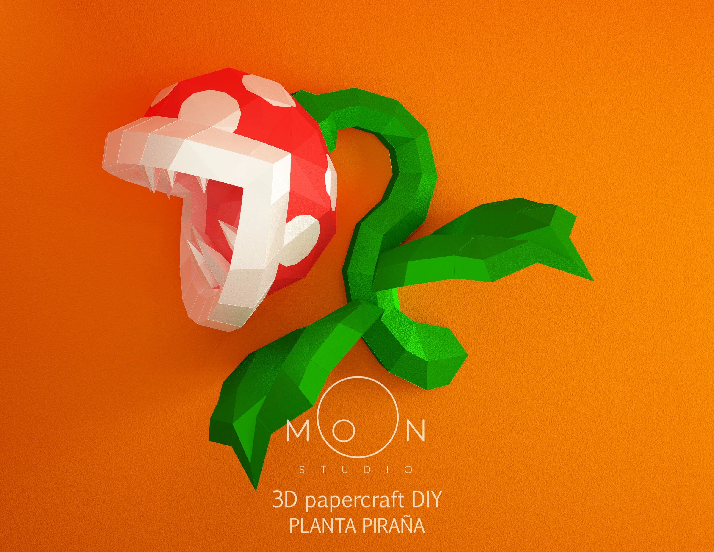 Piranha Plant, Planta Piraña, DIY, Papercraft, PDF, Low Poly, 3D model, Craft, Paper, M4r10, Retro Game, Nes, Snes, GBA, Gb, Room Decor