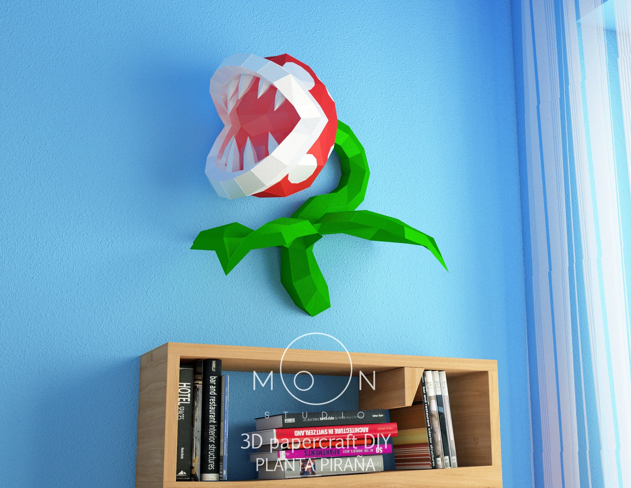 Piranha Plant, Planta Piraña, DIY, Papercraft, PDF, Low Poly, 3D model, Craft, Paper, M4r10, Retro Game, Nes, Snes, GBA, Gb, Room Decor