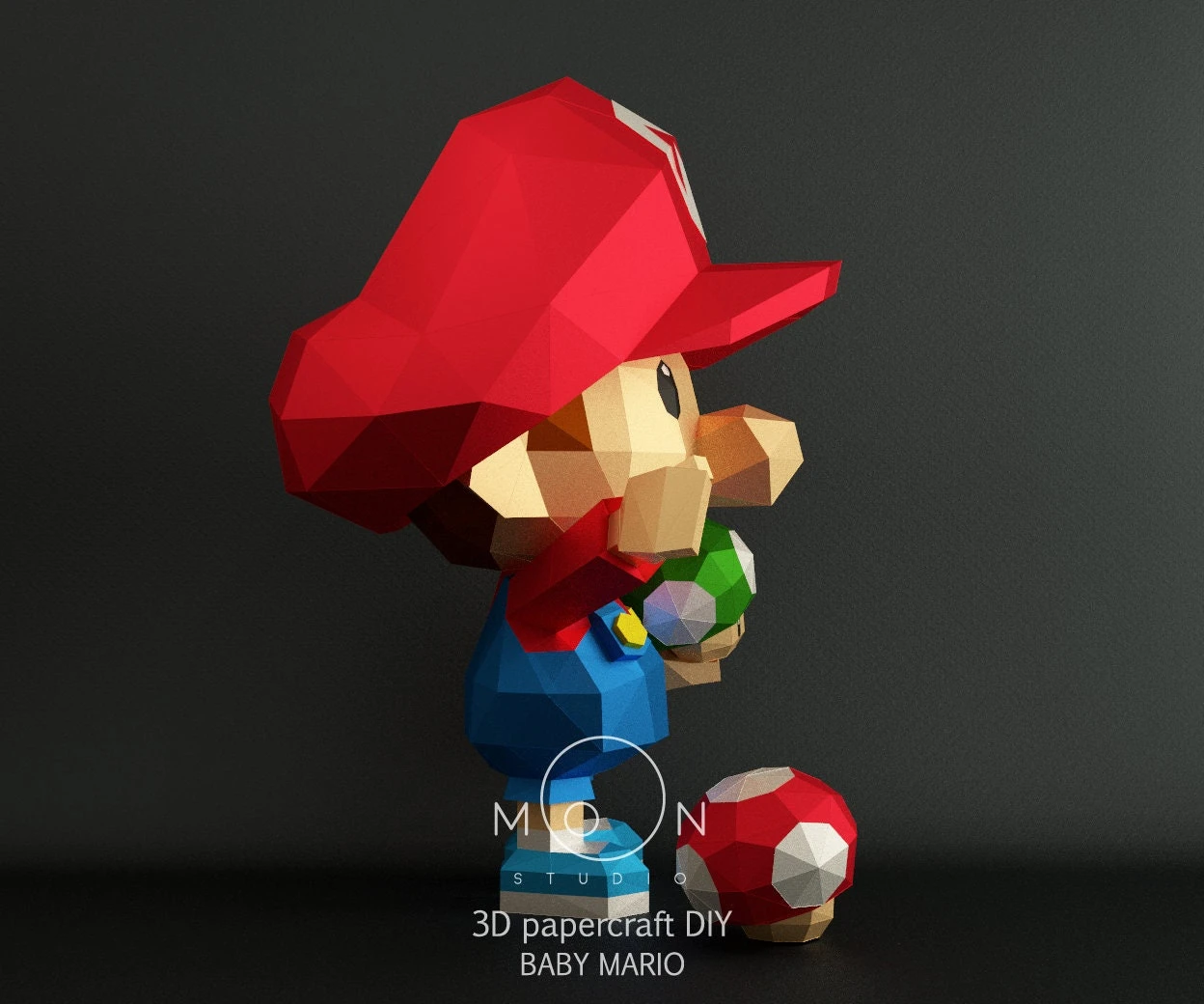 Baby Mario, DIY, Papercraft, PDF, Low Poly, 3D model, Craft, Paper, Mario, Retro Game, Nes, Snes, GBA, Gb