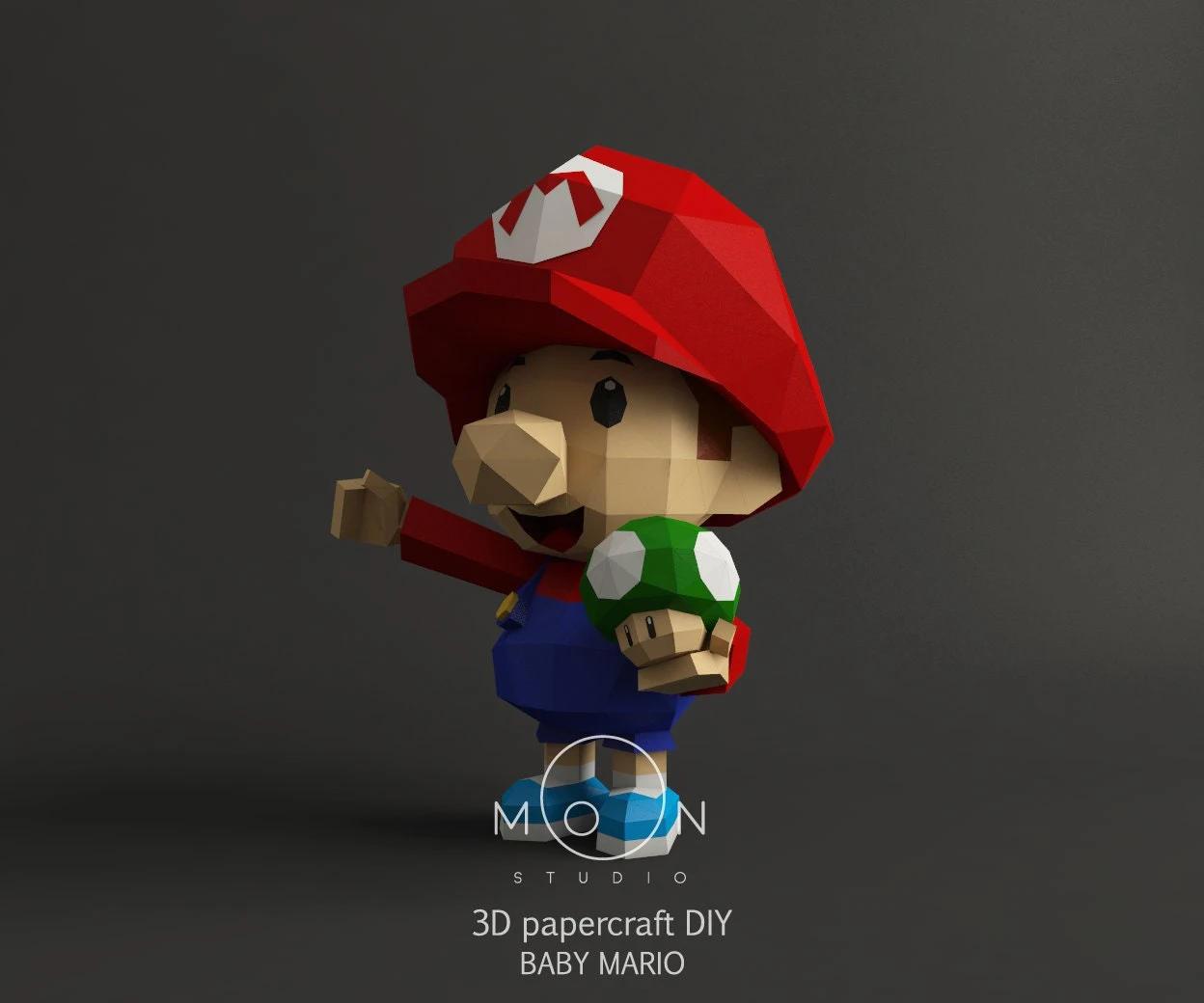 Baby Mario, DIY, Papercraft, PDF, Low Poly, 3D model, Craft, Paper, Mario, Retro Game, Nes, Snes, GBA, Gb