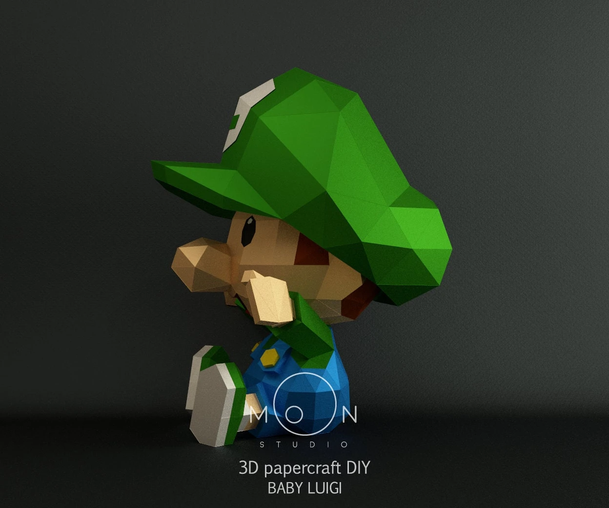 Baby Luigi, DIY, Papercraft, PDF, Low Poly, 3D model, Craft, Paper, Mario, Retro Game, Nes, Snes, GBA, Gb