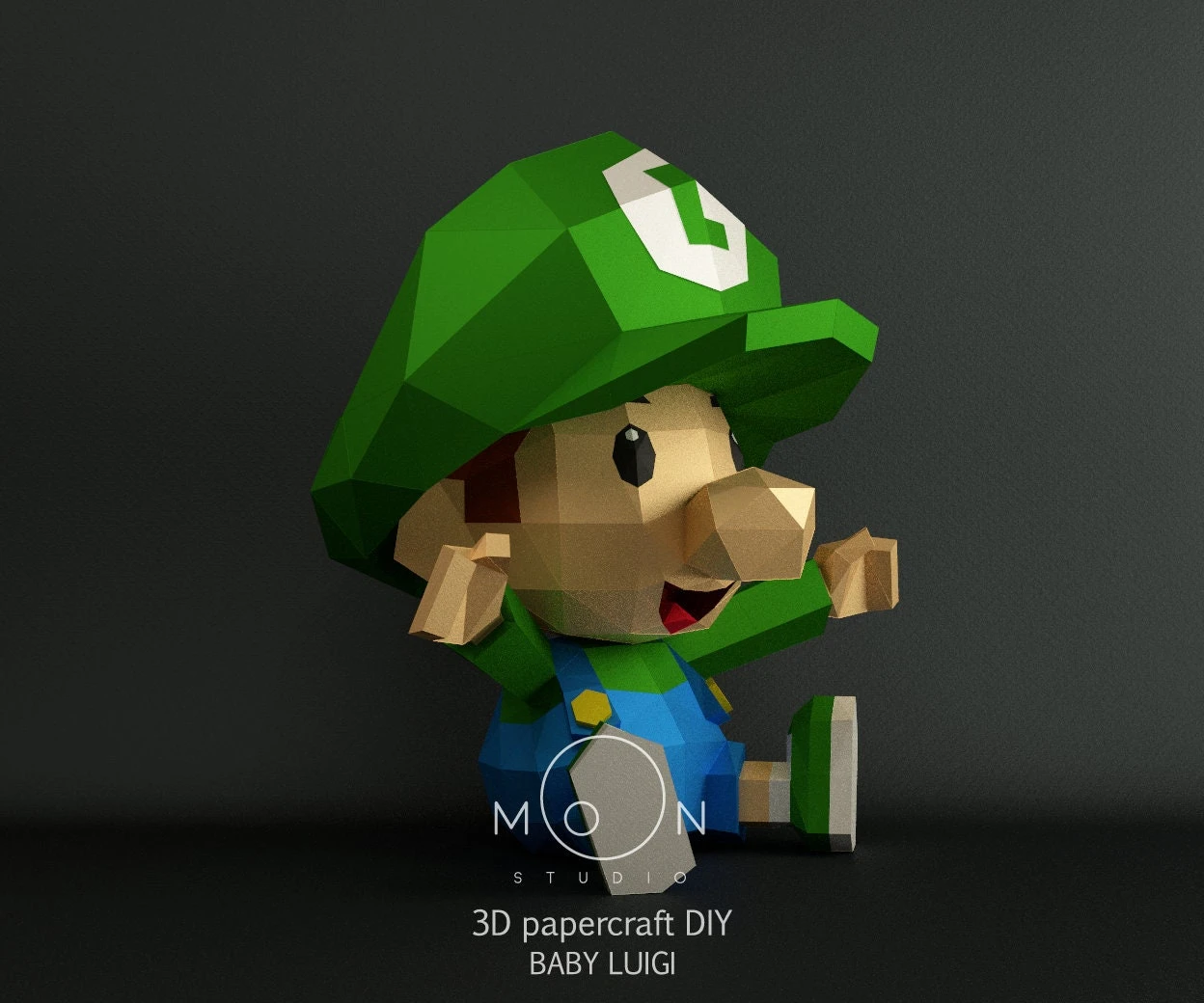 Baby Luigi, DIY, Papercraft, PDF, Low Poly, 3D model, Craft, Paper, Mario, Retro Game, Nes, Snes, GBA, Gb