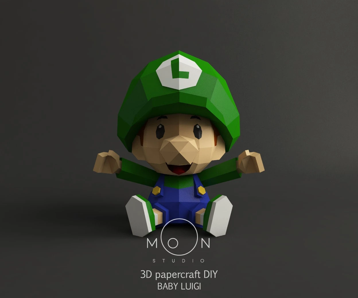 Baby Luigi, DIY, Papercraft, PDF, Low Poly, 3D model, Craft, Paper, Mario, Retro Game, Nes, Snes, GBA, Gb