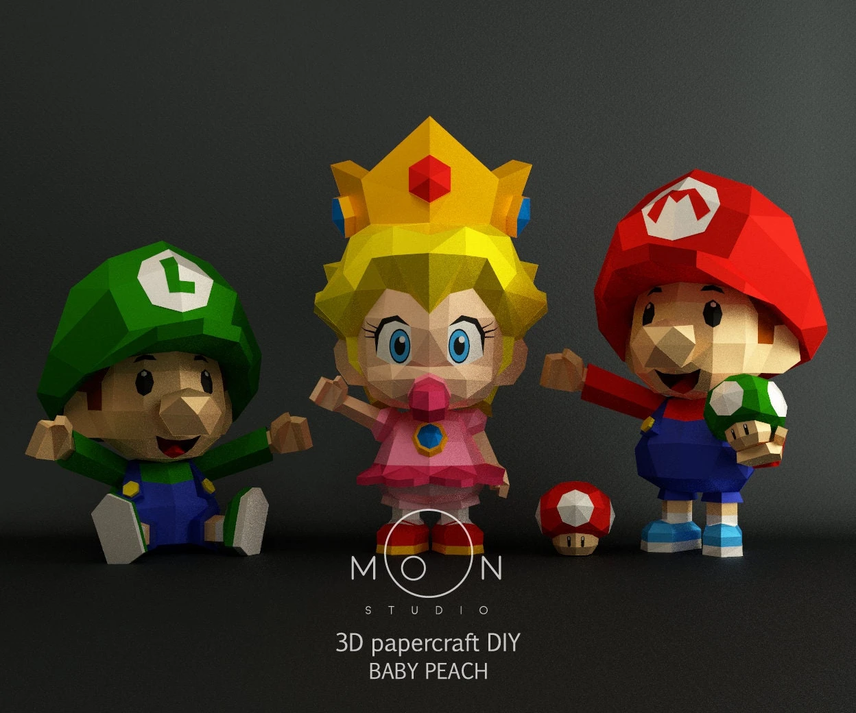 Baby Peach, DIY, Papercraft, PDF, Low Poly, 3D model, Craft, Paper, M4r10, Retro Game, Nes, Snes, GBA, Gb