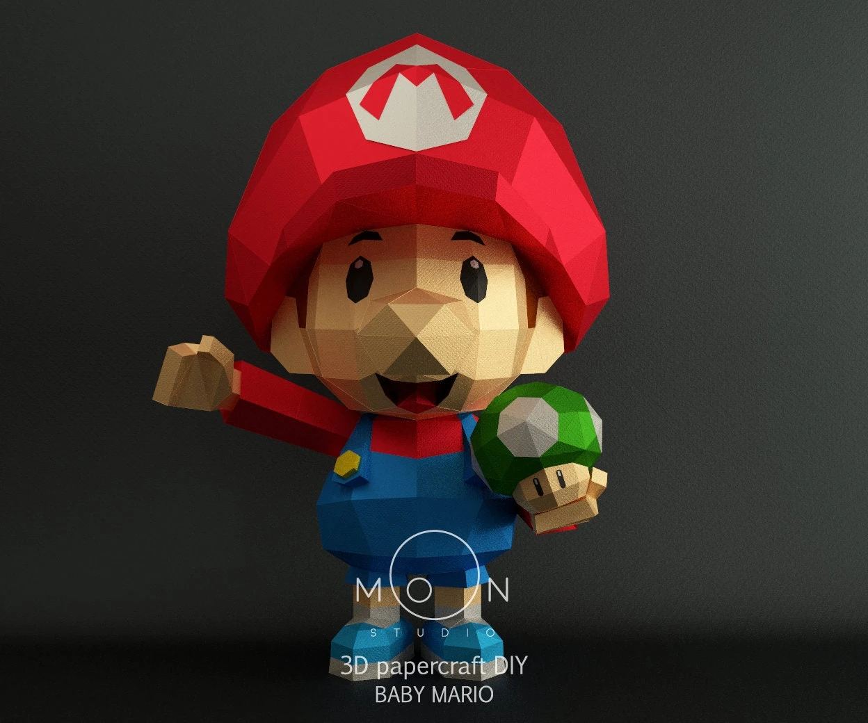 Baby Mario, DIY, Papercraft, PDF, Low Poly, 3D model, Craft, Paper, Mario, Retro Game, Nes, Snes, GBA, Gb