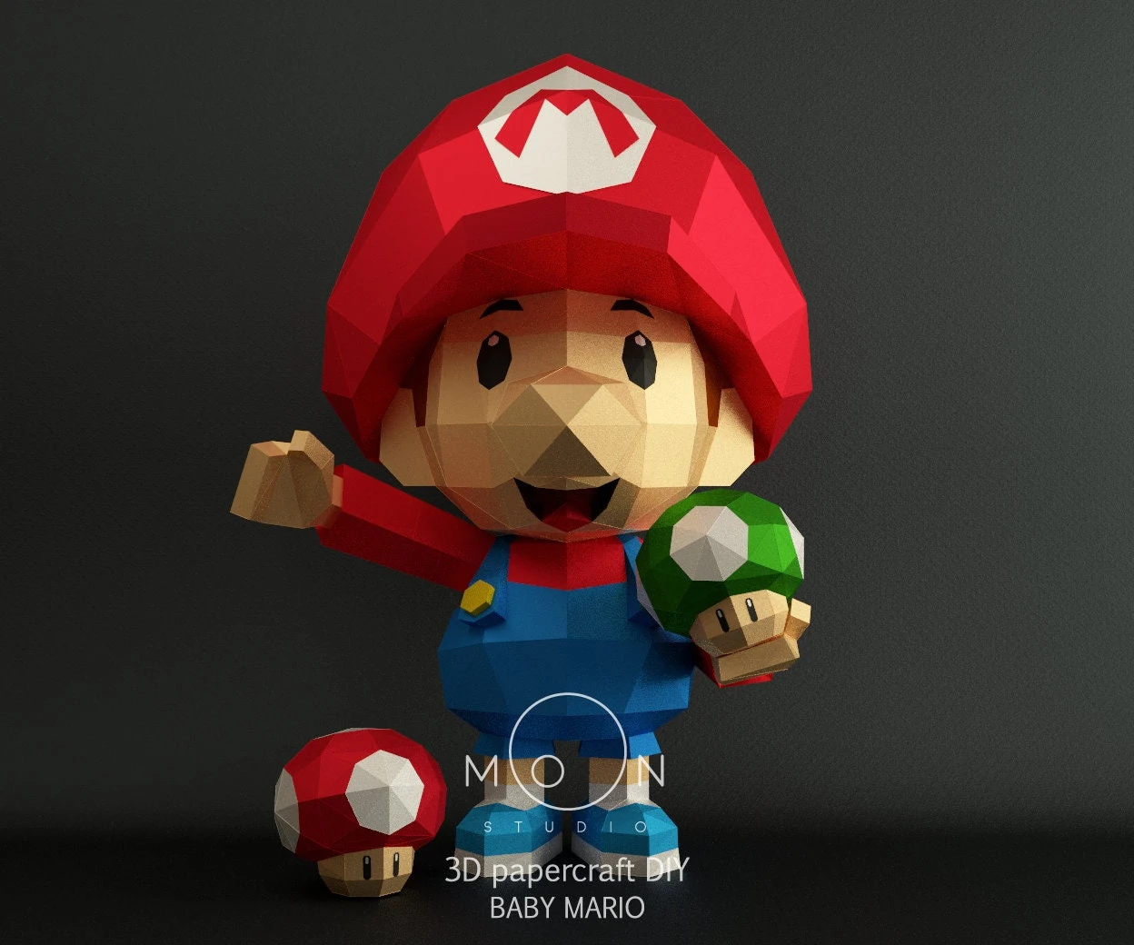 Baby Mario, DIY, Papercraft, PDF, Low Poly, 3D model, Craft, Paper, Mario, Retro Game, Nes, Snes, GBA, Gb