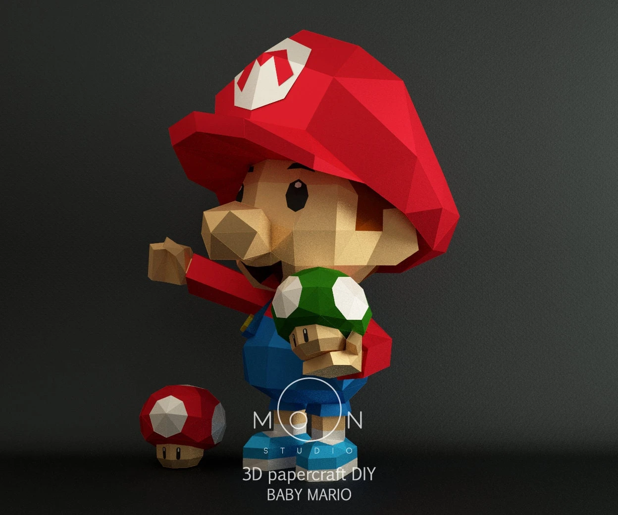 Baby Mario, DIY, Papercraft, PDF, Low Poly, 3D model, Craft, Paper, Mario, Retro Game, Nes, Snes, GBA, Gb