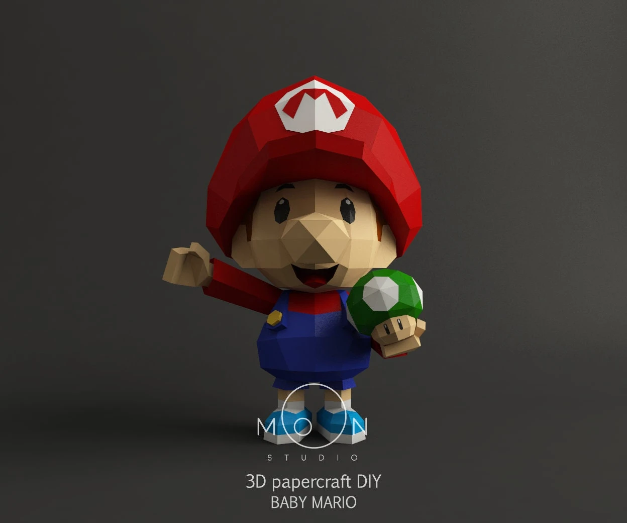 Baby Mario, DIY, Papercraft, PDF, Low Poly, 3D model, Craft, Paper, Mario, Retro Game, Nes, Snes, GBA, Gb