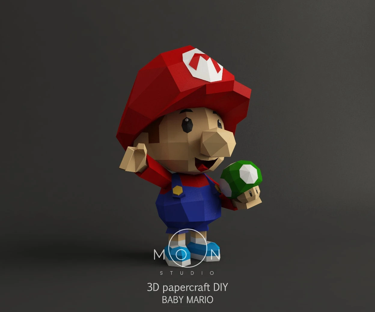 Baby Mario, DIY, Papercraft, PDF, Low Poly, 3D model, Craft, Paper, Mario, Retro Game, Nes, Snes, GBA, Gb