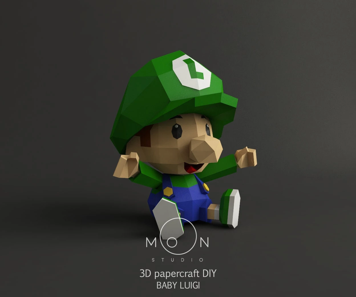 Baby Luigi, DIY, Papercraft, PDF, Low Poly, 3D model, Craft, Paper, Mario, Retro Game, Nes, Snes, GBA, Gb