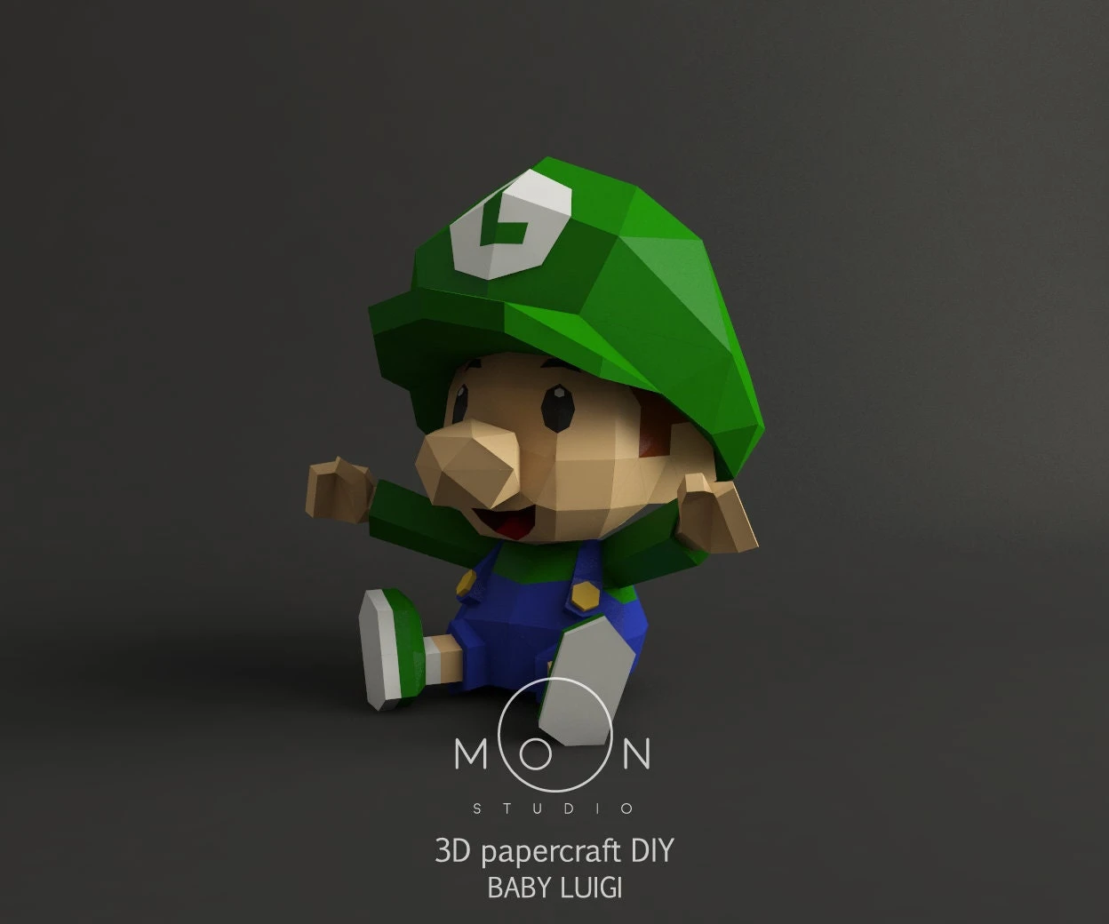 Baby Luigi, DIY, Papercraft, PDF, Low Poly, 3D model, Craft, Paper, Mario, Retro Game, Nes, Snes, GBA, Gb