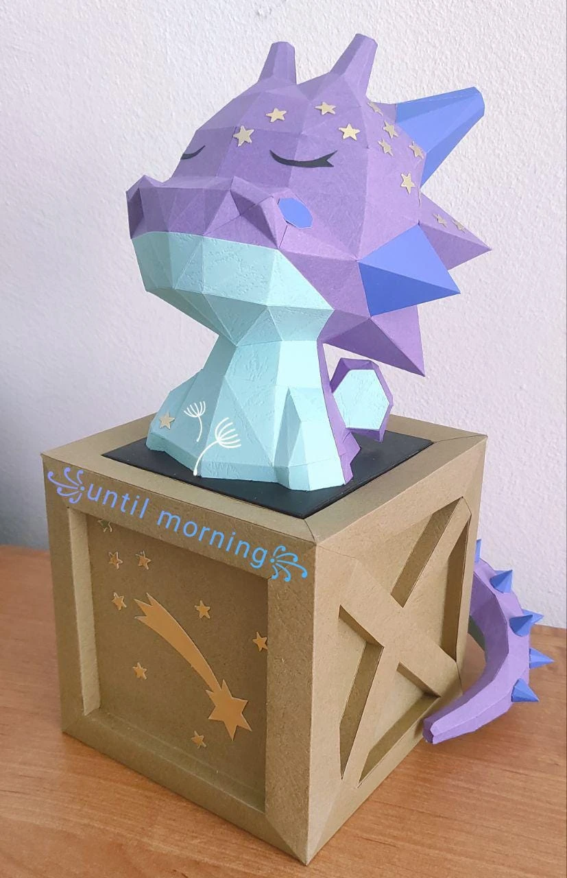 DRAGON BOX, animal, Papercraft, Template, DIY, Paper, Low Poly, Cute, Kawaii, 3D Model, Pdf Low Poply, Kids Toy