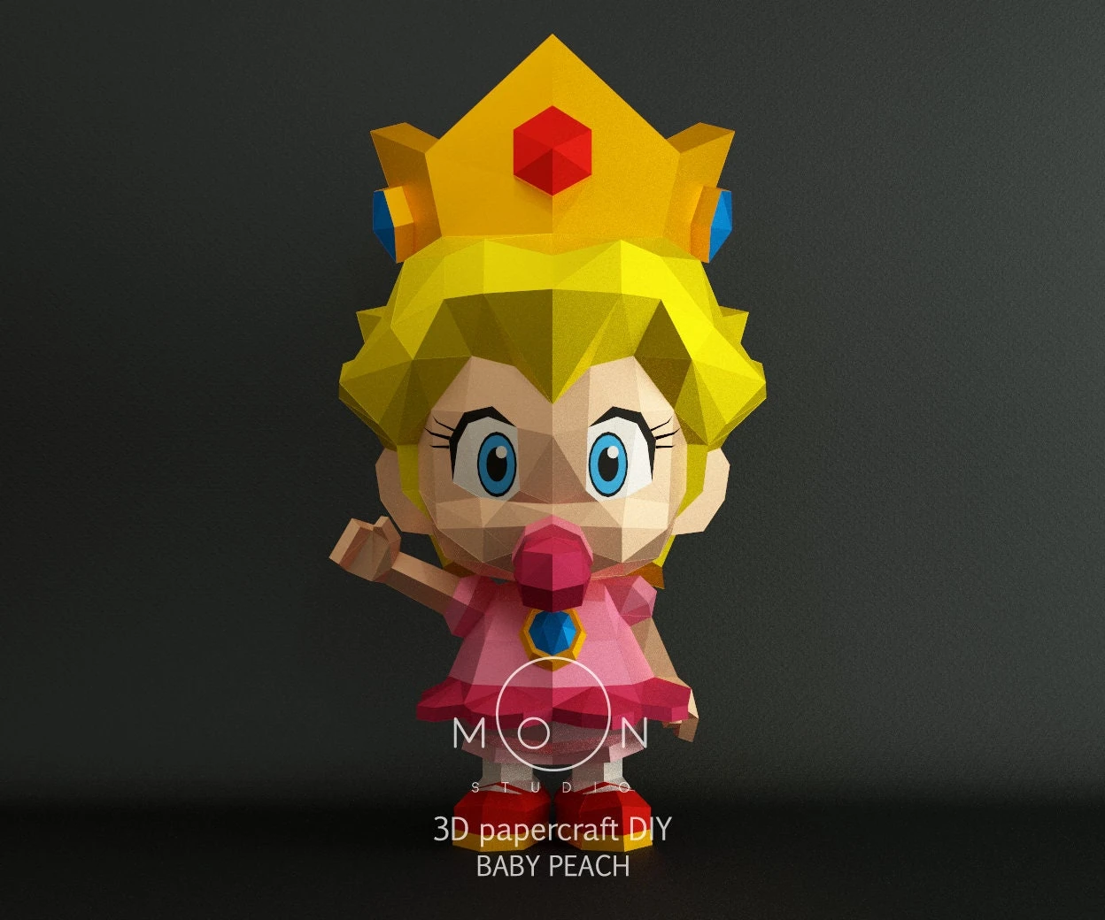 Baby Peach, DIY, Papercraft, PDF, Low Poly, 3D model, Craft, Paper, M4r10, Retro Game, Nes, Snes, GBA, Gb