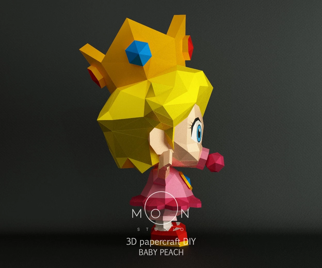 Baby Peach, DIY, Papercraft, PDF, Low Poly, 3D model, Craft, Paper, M4r10, Retro Game, Nes, Snes, GBA, Gb