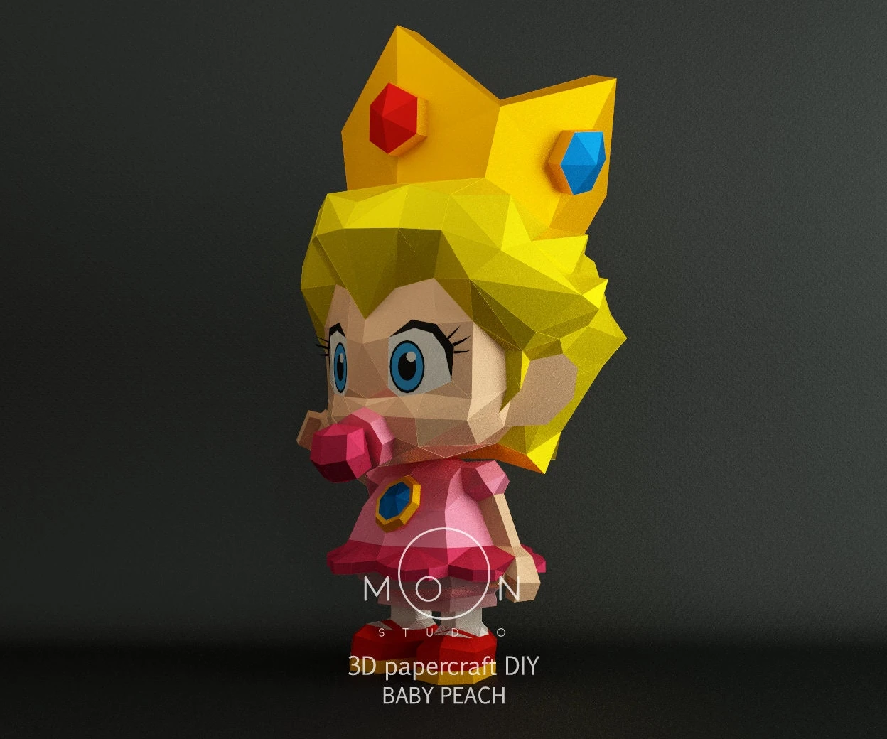 Baby Peach, DIY, Papercraft, PDF, Low Poly, 3D model, Craft, Paper, M4r10, Retro Game, Nes, Snes, GBA, Gb