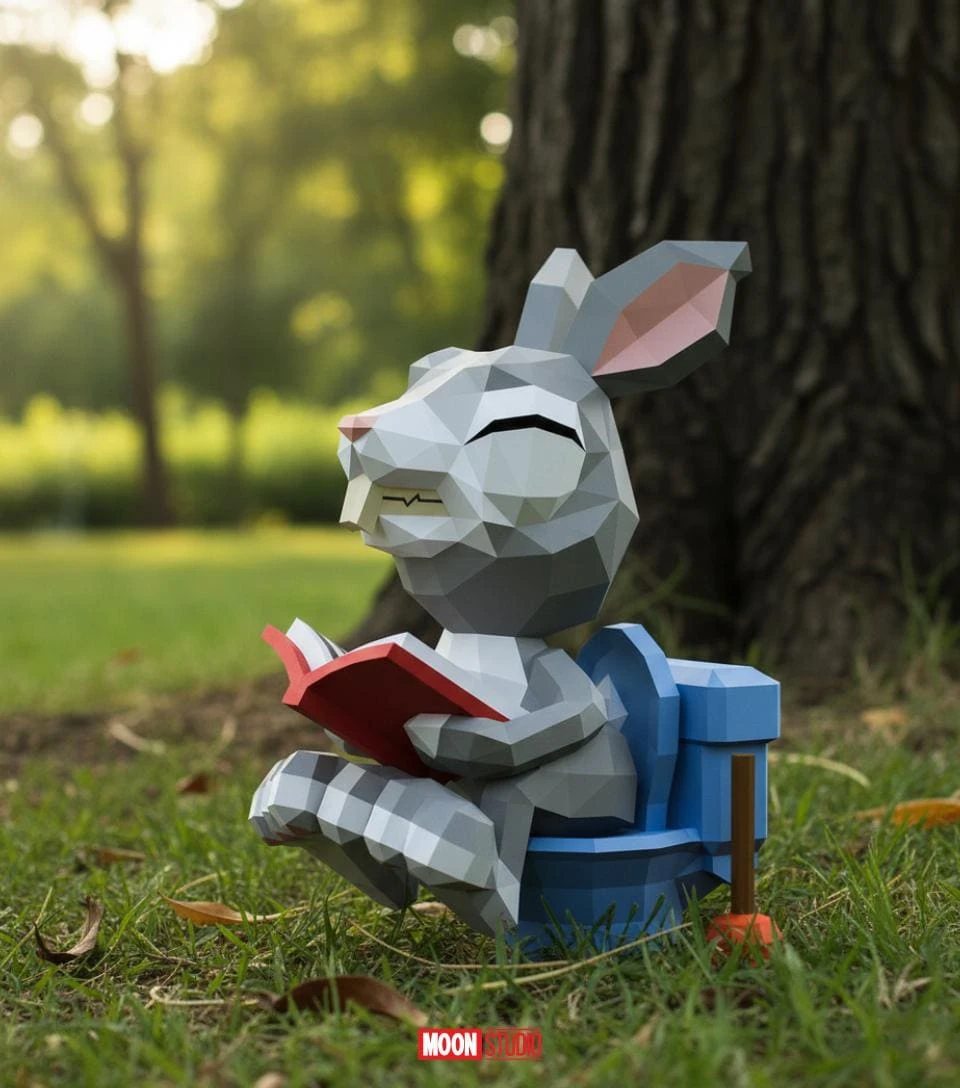 Rabbit on Pause, Conejo en pausa, DIY, Papercraft, pdf, Low Poly, 3D ...