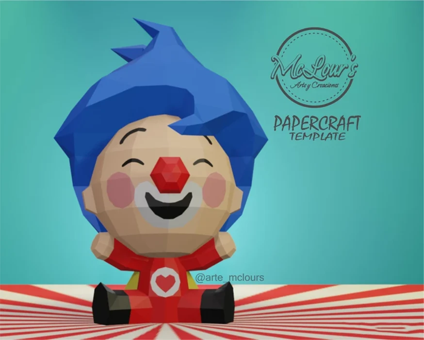 Plim Plim Clown/ DiY Craft/ Template PDF/ Low Poly/ Papercraft/ 3D Doll/ Origami/ Home decor