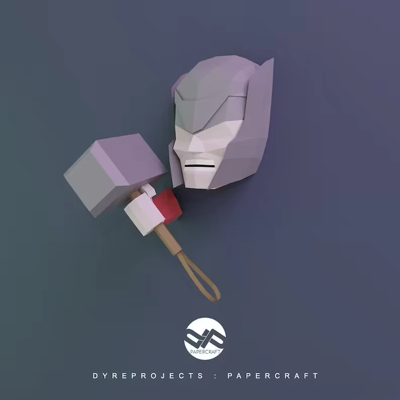 DIY lowpoly papercraft, Thor, Lowpoly, Low Poly, Sculpture, papercraft, DIY, Decoration, Wall, marvel, Marvel Comics