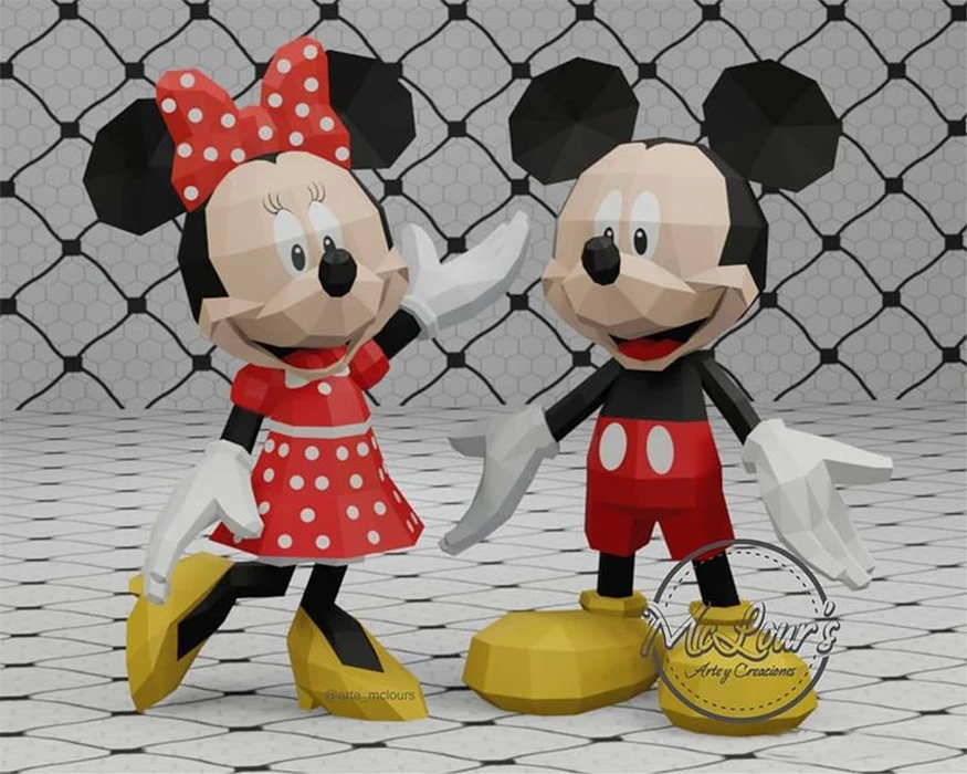 Mickey Mouse/ DiY Craft/ Template PDF/ Low Poly/ Papercraft/ 3D Doll/ Origami/ Home decor