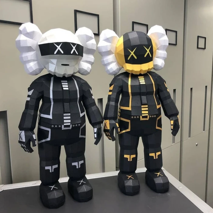 Kaws Daft Punk PDF Papercraft Templates, Paper Art and Craft for Home Decor, DIY, 3DIER, PDF Patterns, Papercraft Templates, Low Poly