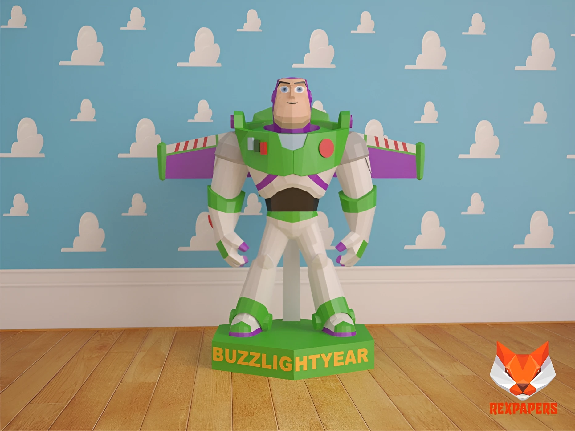 Buzz Lightyear, Toy Story Papercraft, PDF Template, DIY 3d Model, FanArt, Paper Sculpture, Low Poly, Pepakura Craft, Manualidad