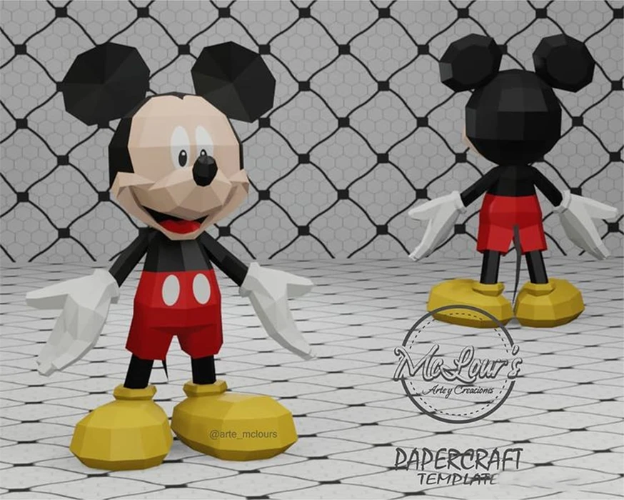 Mickey Mouse/ DiY Craft/ Template PDF/ Low Poly/ Papercraft/ 3D Doll/ Origami/ Home decor