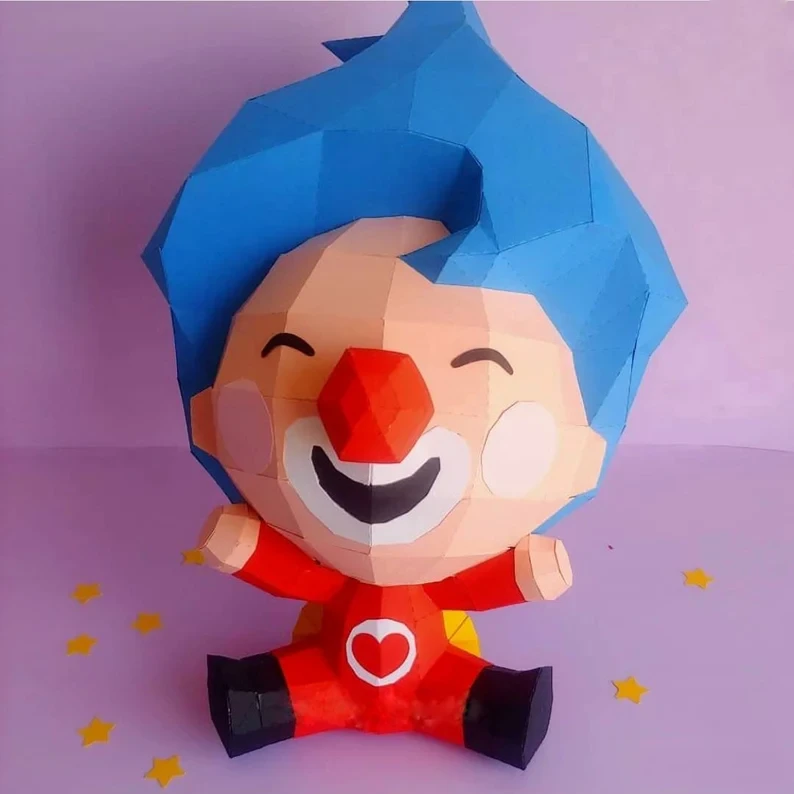 Plim Plim Clown/ DiY Craft/ Template PDF/ Low Poly/ Papercraft/ 3D Doll/ Origami/ Home decor