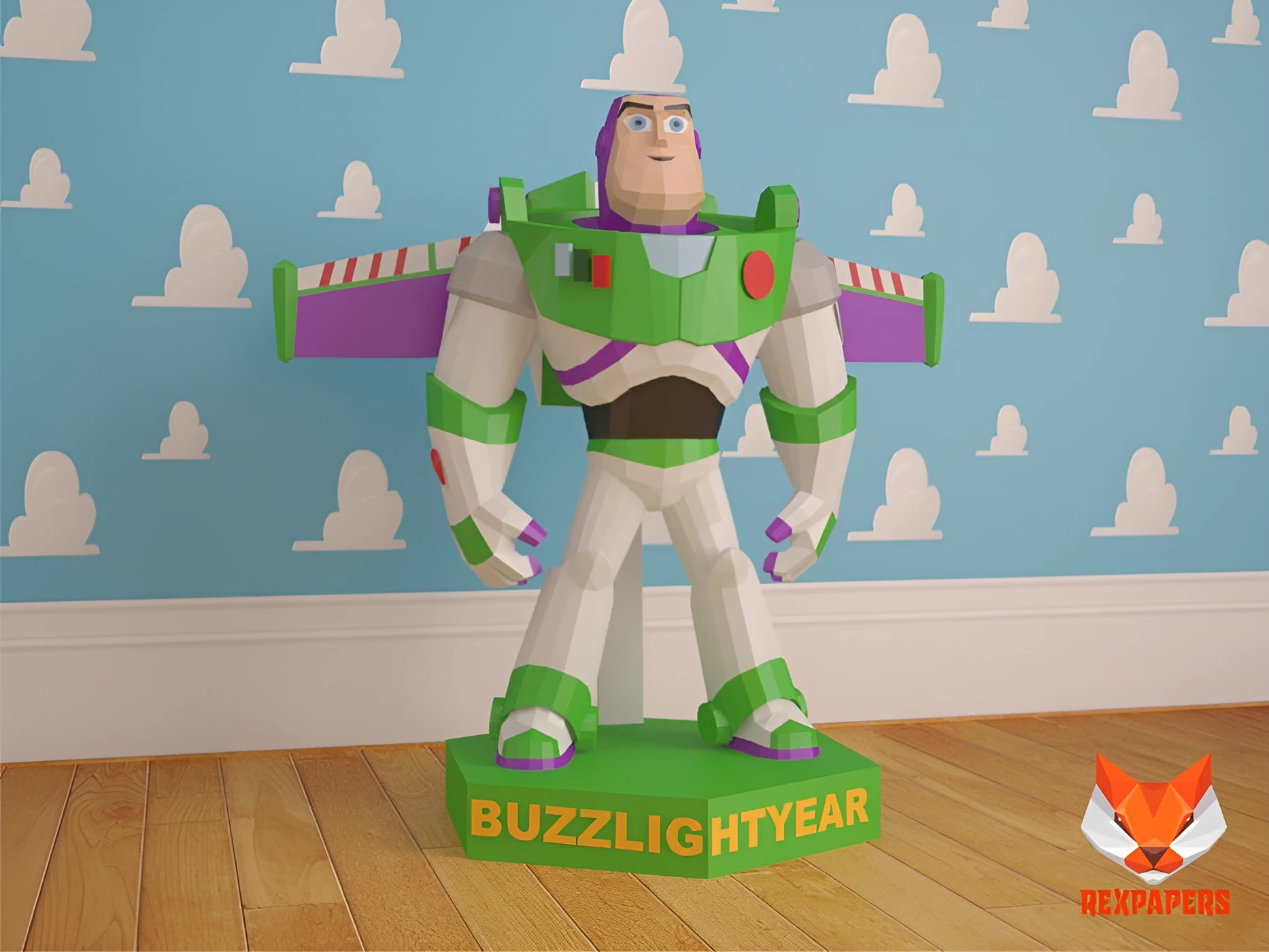 Buzz Lightyear, Toy Story Papercraft, PDF Template, DIY 3d Model, FanArt, Paper Sculpture, Low Poly, Pepakura Craft, Manualidad