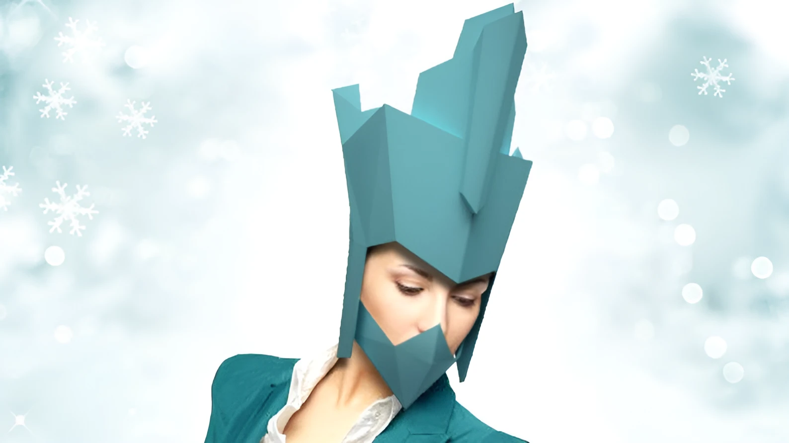 Snow Queen Hat, Snow Queen Crown Mask DIY, Papercraft, PDF, Low Poly, 3D model, Craft, Paper, Halloween Cosplay