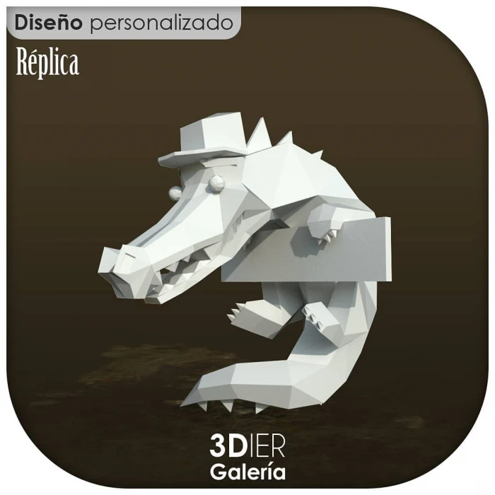 Crocodile Wearing A Hat PDF Papercraft Templates, Paper Art and Craft for Home Decor, DIY, 3DIER, PDF Patterns, Papercraft Templates, Low Poly