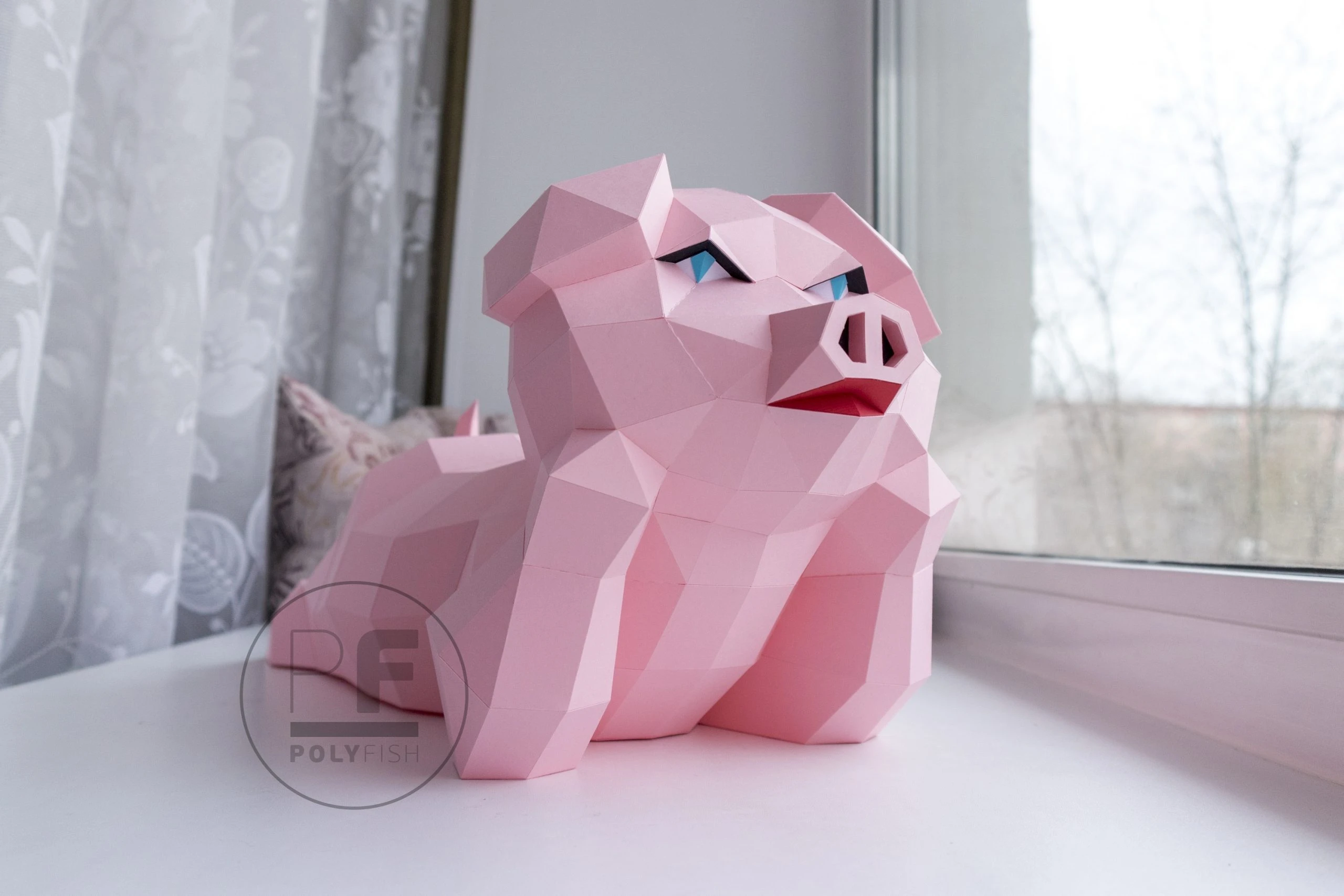 Piggy PDF Template, Low Poly, Paper Sculpture, DIY, Pepakura Pattern, Handmade, Papercraft, Lowpoly, Lowpoly Papercraft