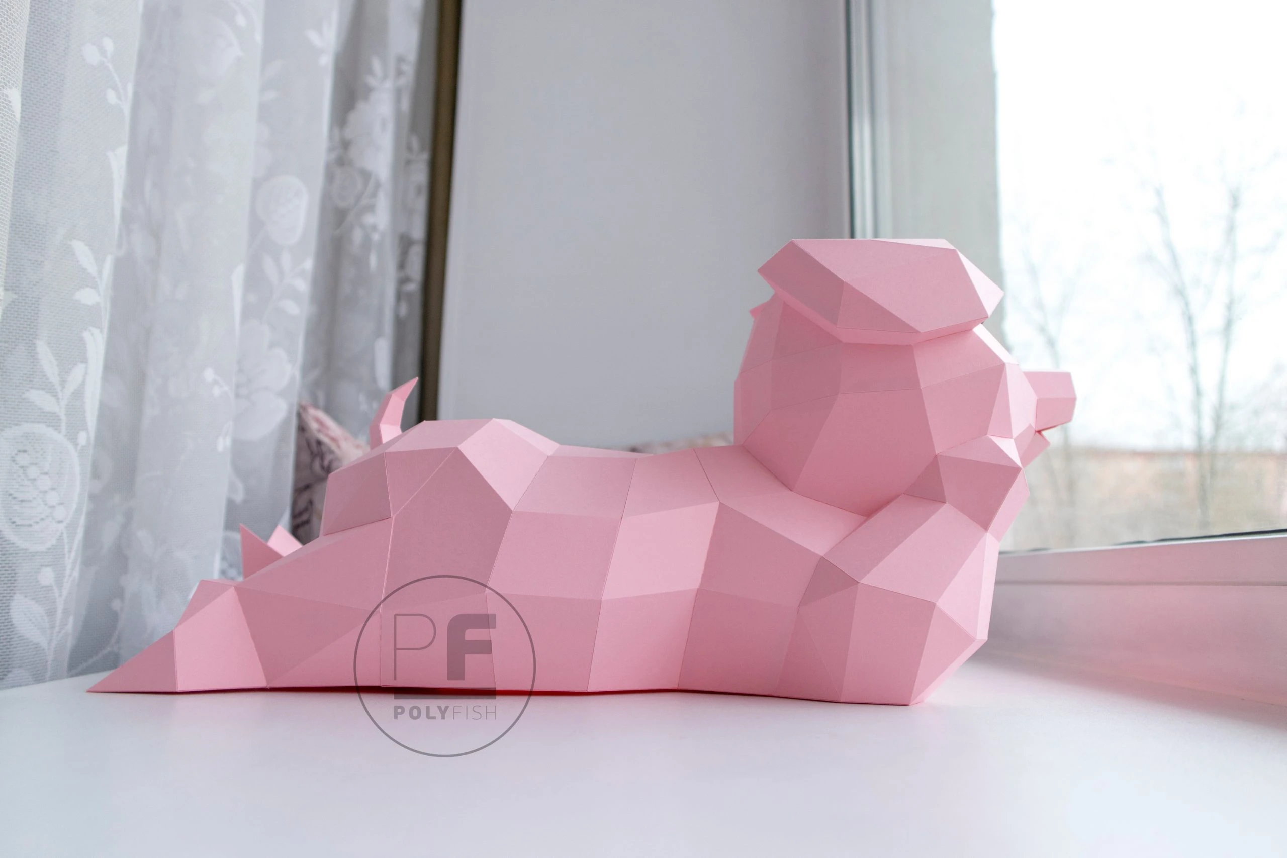 Piggy PDF Template, Low Poly, Paper Sculpture, DIY, Pepakura Pattern, Handmade, Papercraft, Lowpoly, Lowpoly Papercraft