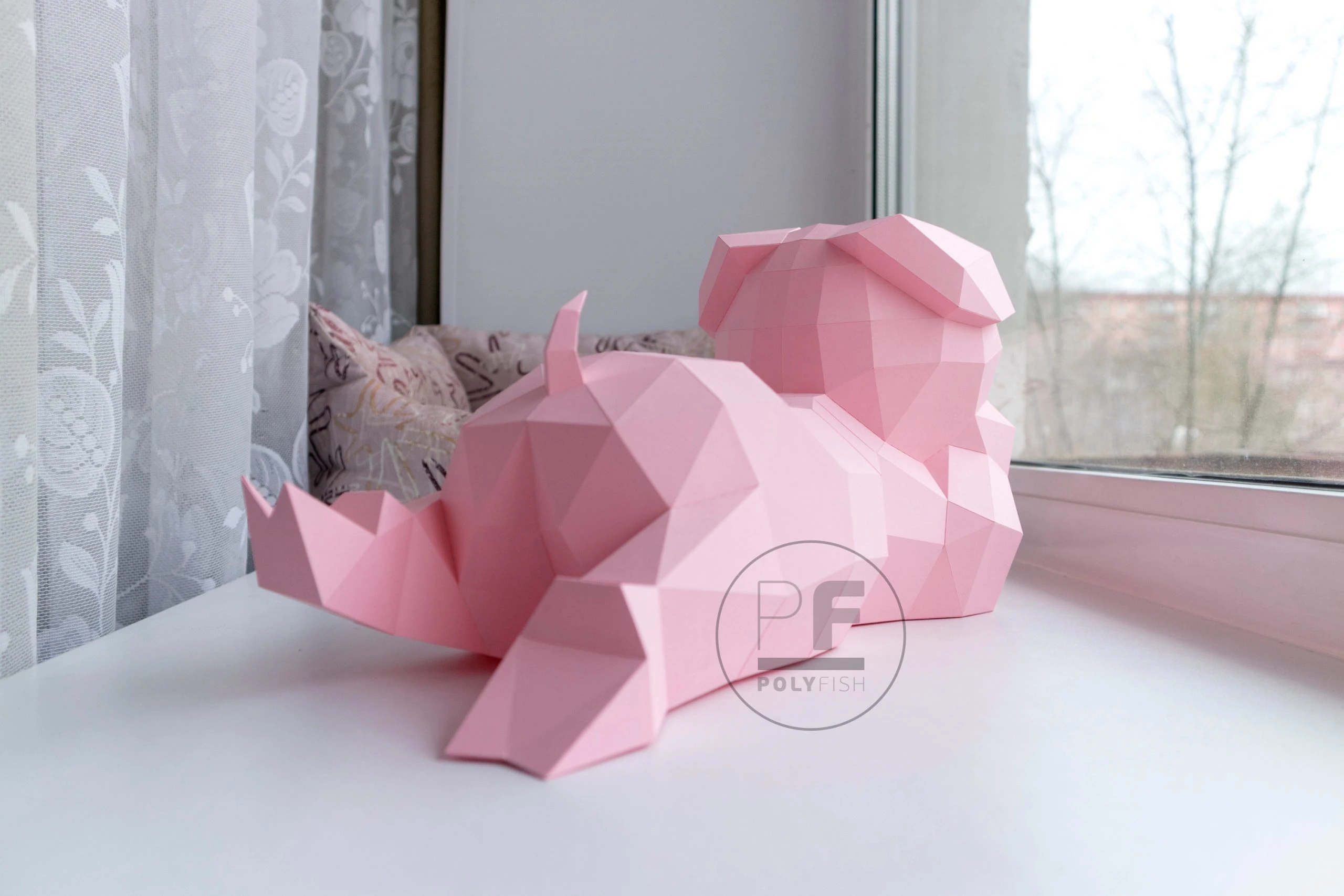 Piggy PDF Template, Low Poly, Paper Sculpture, DIY, Pepakura Pattern, Handmade, Papercraft, Lowpoly, Lowpoly Papercraft