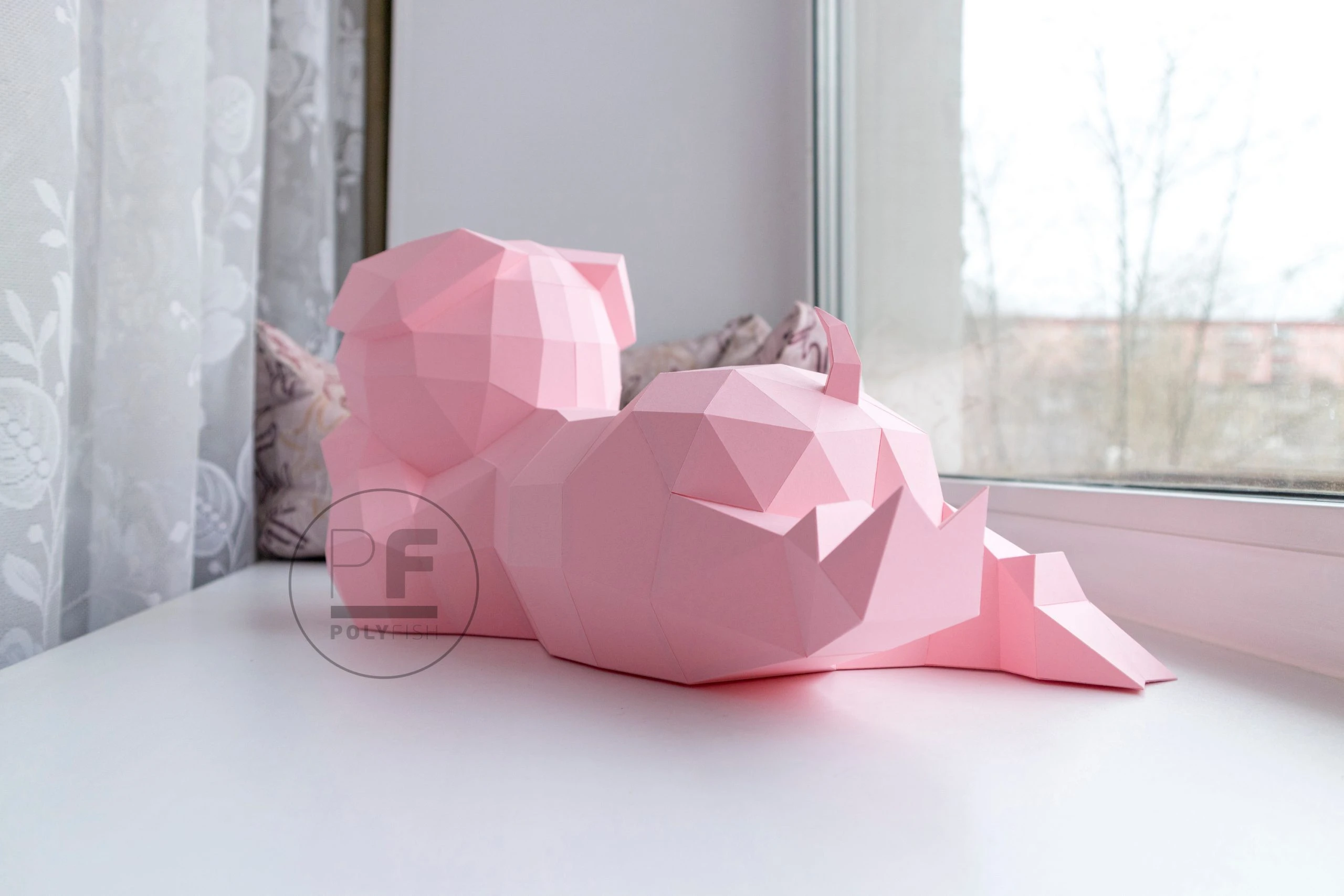 Piggy PDF Template, Low Poly, Paper Sculpture, DIY, Pepakura Pattern, Handmade, Papercraft, Lowpoly, Lowpoly Papercraft