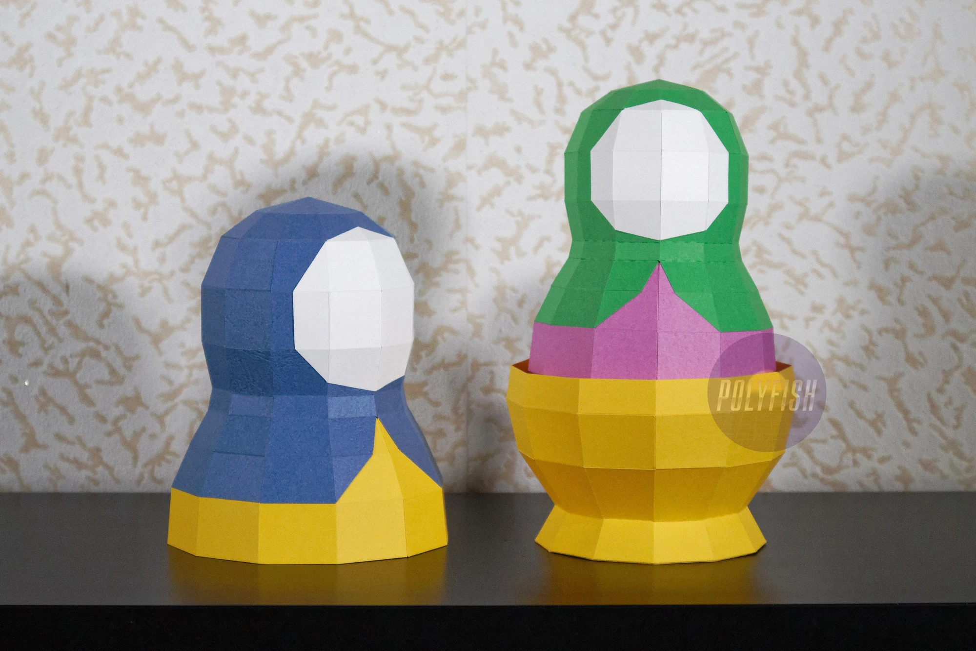 Matryoshka PDF Template, Low Poly, Paper Sculpture, DIY, Pepakura Pattern, Handmade, Papercraft, Lowpoly, Lowpoly Papercraft