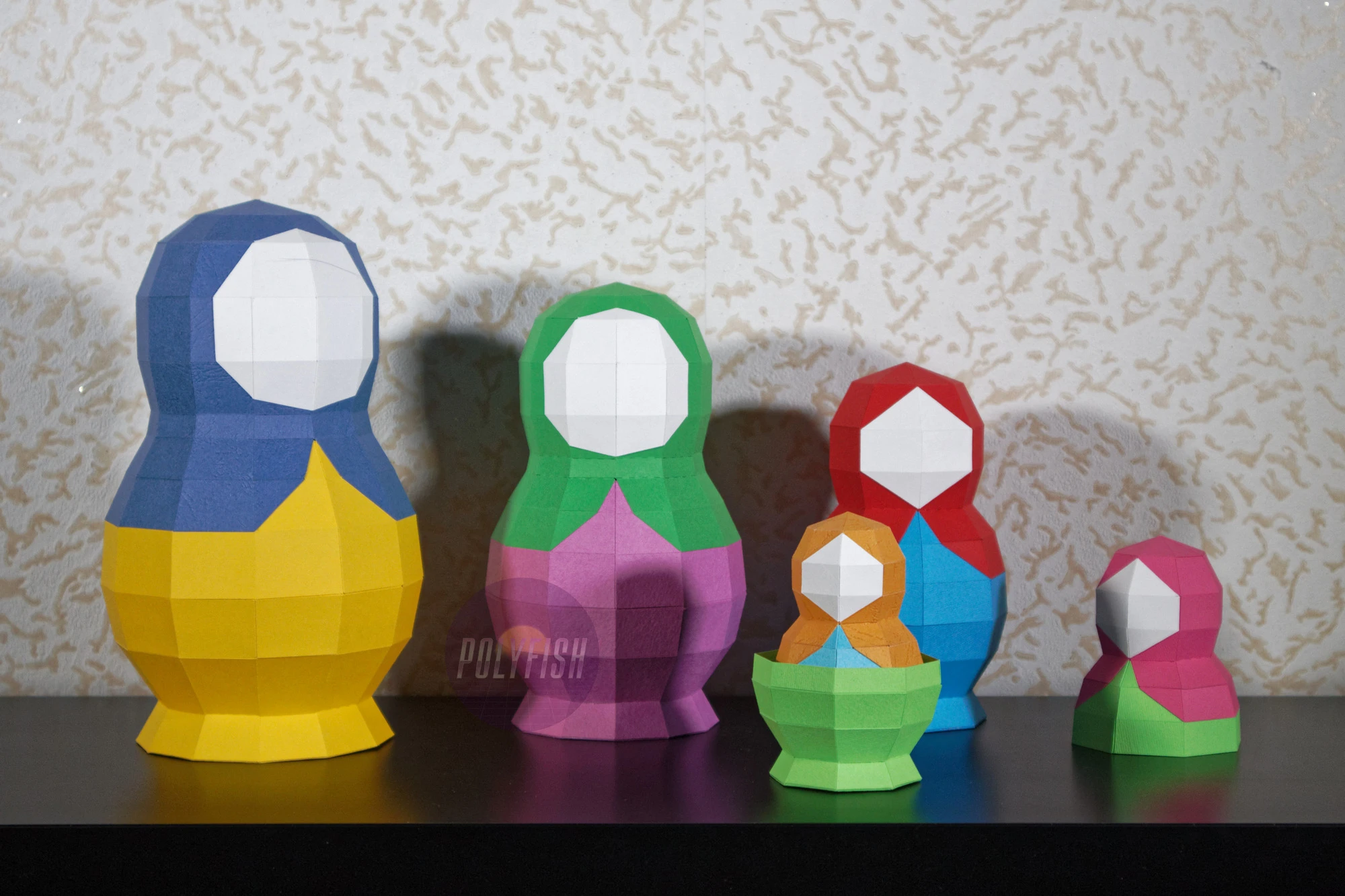 Matryoshka PDF Template, Low Poly, Paper Sculpture, DIY, Pepakura Pattern, Handmade, Papercraft, Lowpoly, Lowpoly Papercraft