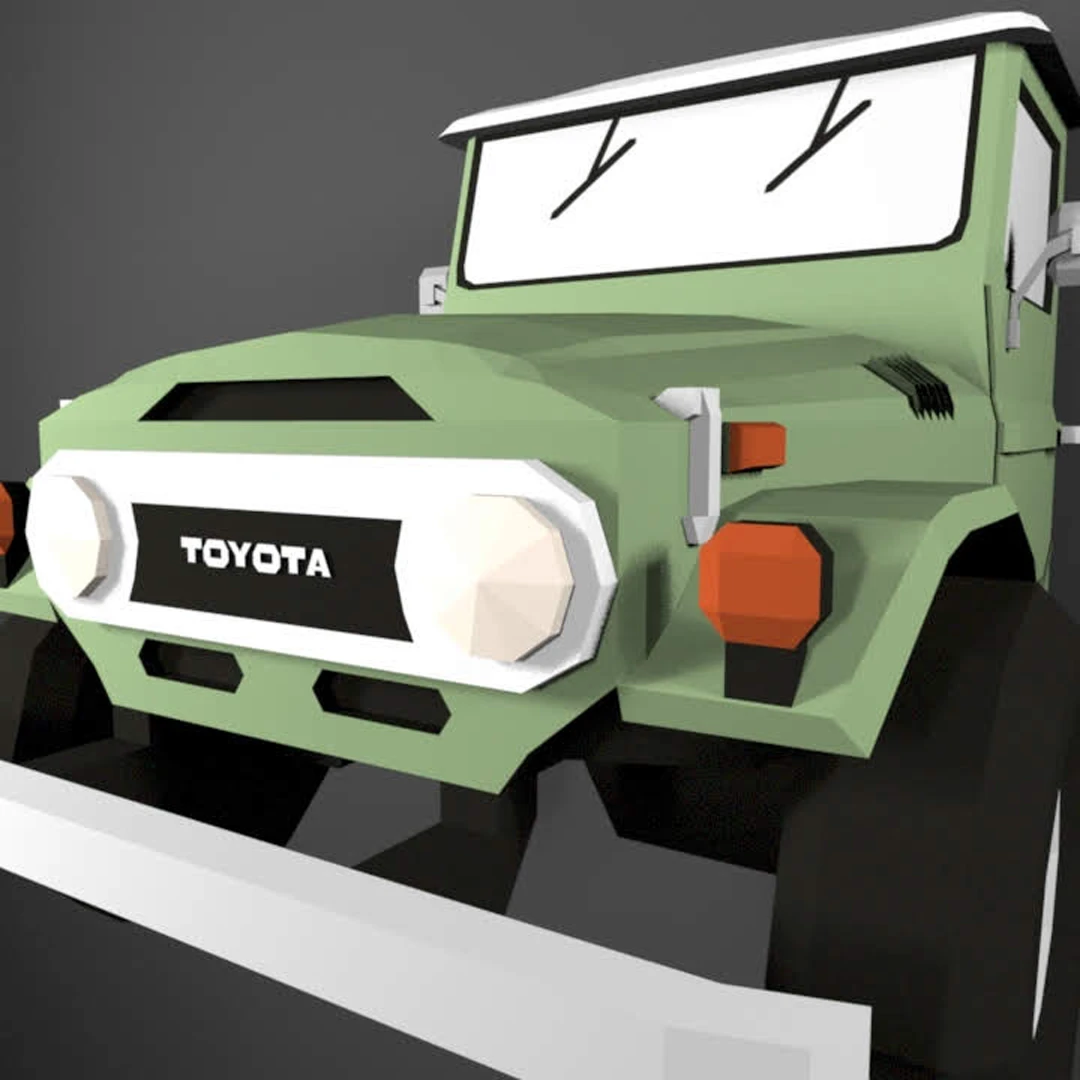 Toyota Land Cruiser FJ40 PDF Papercraft Templates, Paper Art and Craft for Home Decor, DIY, 3DIER, PDF Patterns, Papercraft Templates, Low Poly