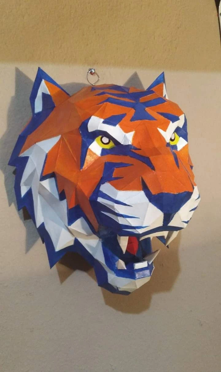 Angry Tiger Mask Papercraft, Pdf, Gurko, Pepakura, Template, 3D Origami, Paper Sculpture, Low Poly, DIY Craft