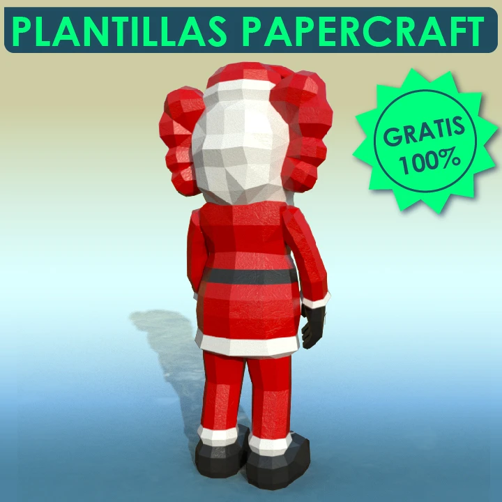 Santa Kaws, Kaws Navidad PDF Papercraft Templates, Paper Art and Craft for Home Decor, DIY, 3DIER, PDF Patterns, Papercraft Templates, Low Poly