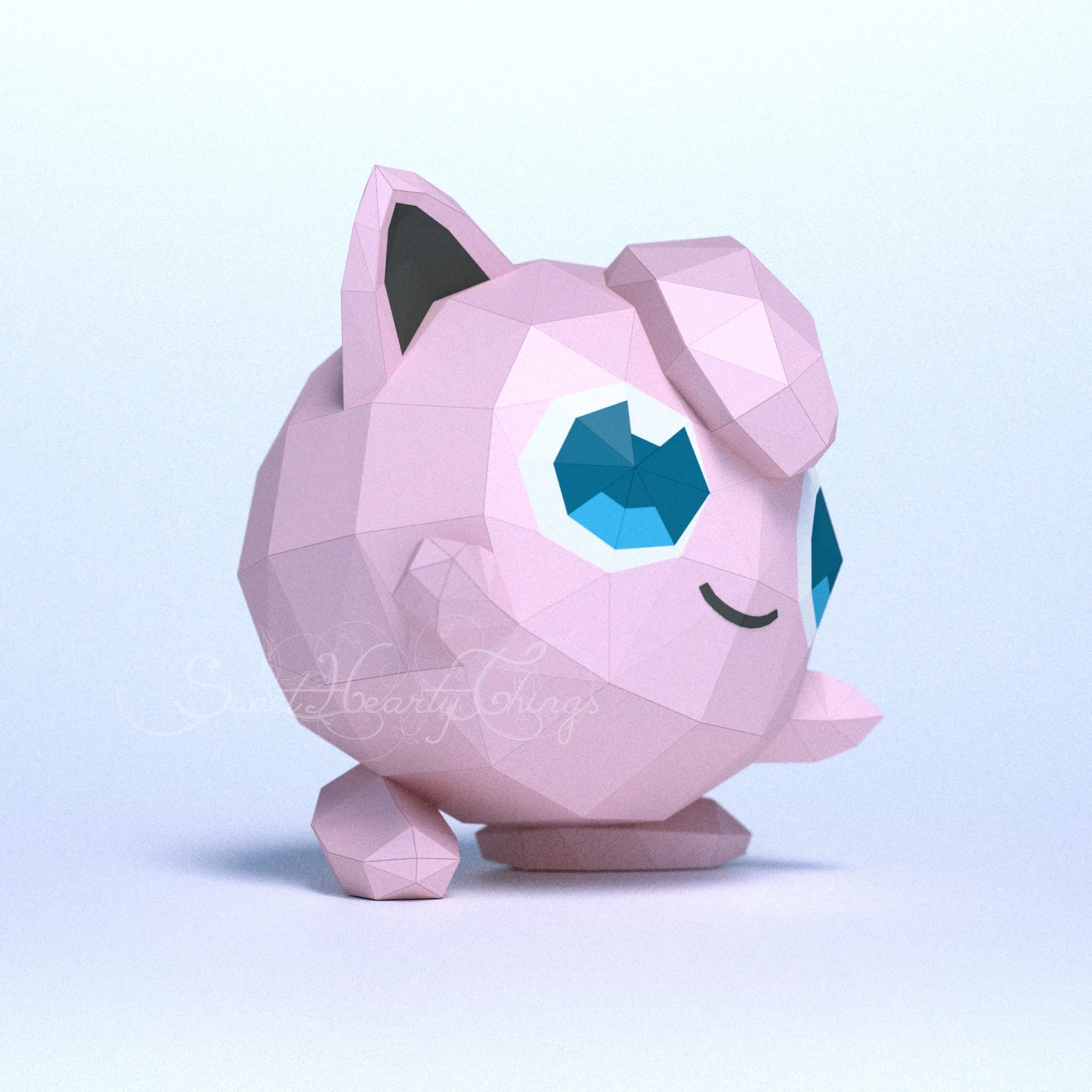 DIY 3d papercraft Pokemon Jigglypuff PDF Templates Low Poly SweetHeartyThings