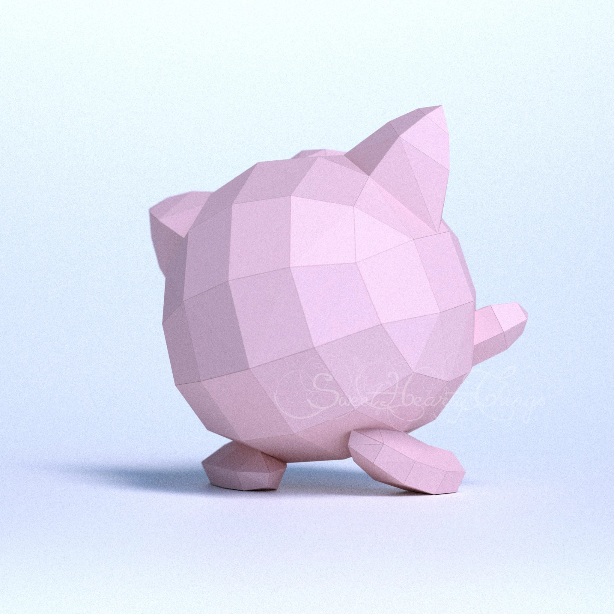 DIY 3d papercraft Pokemon Jigglypuff PDF Templates Low Poly SweetHeartyThings